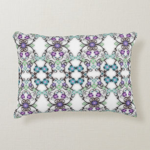 Coussins Décoratifs Superbe motif de dentelle de fleurs bleu violet