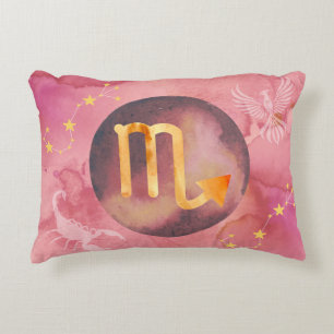 Coussins Décoratifs SYMBOLE Zodiaque Scorpio Rouge Aquarelle Astrologi