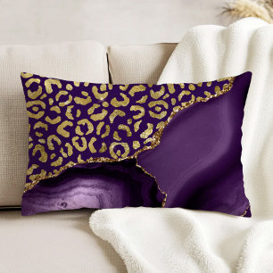 Coussins Décoratifs Taches de léopard en paillettes d'or Agate Violett