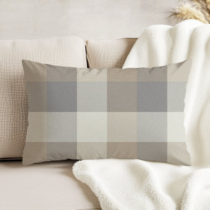 Coussins Décoratifs Tan, gris et ivoire Plaid neutre