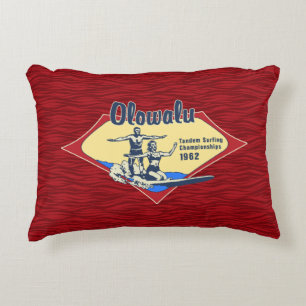 Coussins Décoratifs Tandem Surfing Design de Surf Vintage Hawaïen