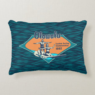 Coussins Décoratifs Tandem Surfing Design de Surf Vintage Hawaïen