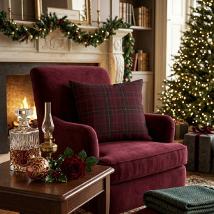 Coussins Décoratifs Tartan Bourguignon Élégant