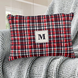 Coussins Décoratifs Tartan Motif Rouge Plaid Noël Monogramme