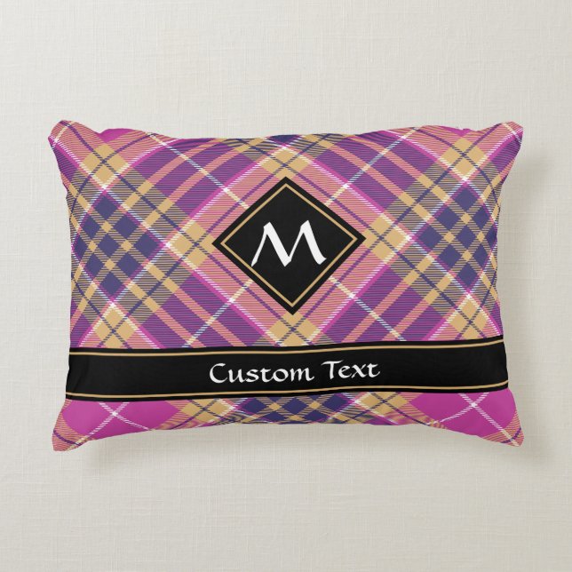 Coussins Décoratifs Tartan rose, or et bleu (Devant)