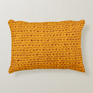 Coussins Décoratifs Texture de laine tricotée jaune arrière - plan mot