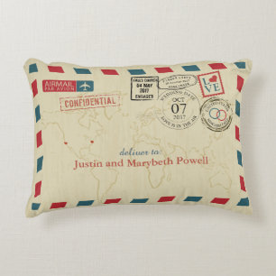 Coussins Décoratifs Thème Voyage Mariage Airmail