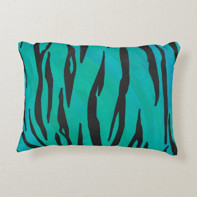 Coussins Décoratifs Tiger noir et Turquoise (Dos)