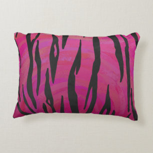 Coussins Décoratifs Tiger rose chaud et noir