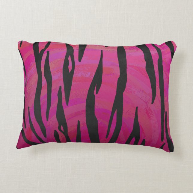Coussins Décoratifs Tiger rose chaud et noir (Dos)
