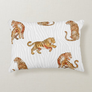 Coussins Décoratifs Tigres sauvages : Motif d'animaux d'aquarelle.