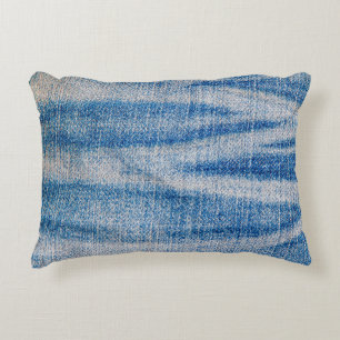 Coussins Décoratifs Tissu de jean bleu, arrière - plan textile