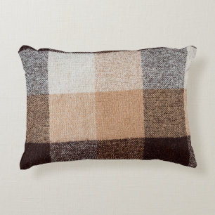 Coussins Décoratifs Tissu en laine Brown à damiers plaid. tartan 