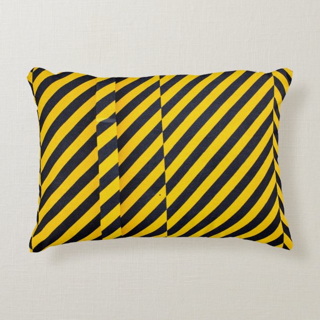 Coussins Décoratifs Tissu rayé jaune et noir (Devant)