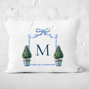 Coussins Décoratifs Topiaire en Chinoiserie avec Blason Monogrammé