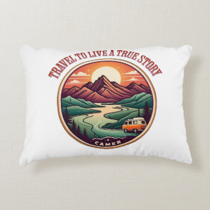 Coussins Décoratifs Travel Real Story Tee — Pas de faux badge de voyag