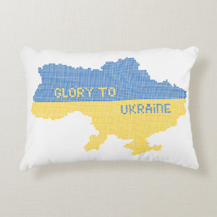 Coussins Décoratifs Tricot Ukraine texte de la carte d'Etat Gloire à l