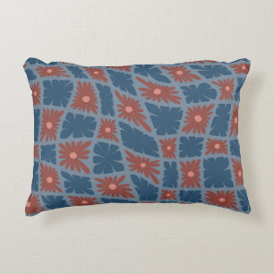 Coussins Décoratifs Trippy super 60s Flower Checks Blue Red