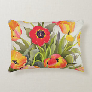Coussins Décoratifs Tulipes oranges et rouges