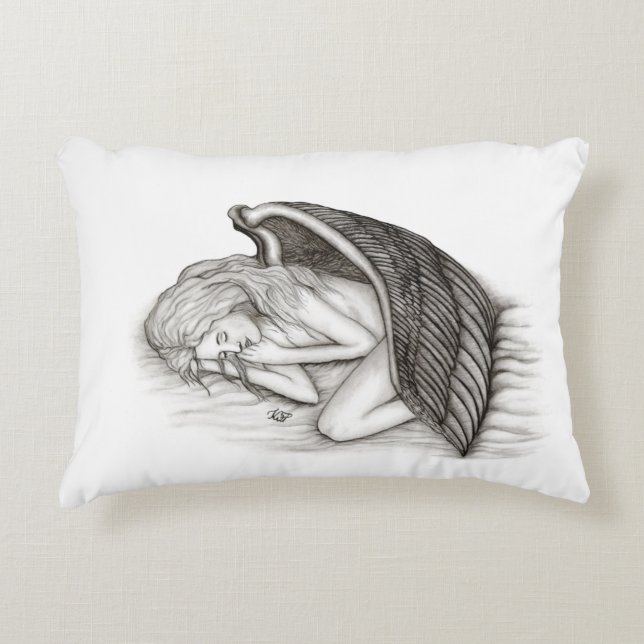 Coussins Décoratifs Un Angel endormi, noir et blanc (Devant)