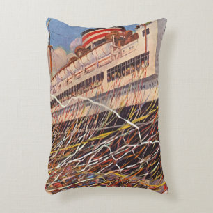 Coussins Décoratifs Vacances en bateau de croisière vintage; Bon Voyag