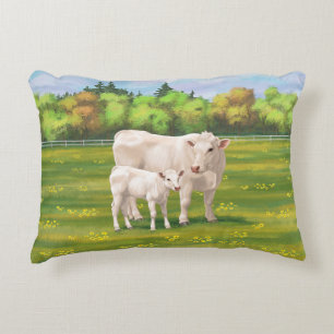 Coussins Décoratifs Vache Charolais Blanche & Boeuf de veau Cupide