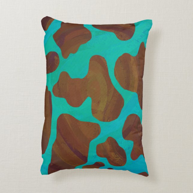 Coussins Décoratifs Vache Silhouette Brown et Turquoise (Dos(Vertical))