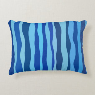 Coussins Décoratifs Vagues de bleu cyan marine cobalt bleu ciel