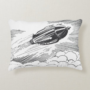 Coussins Décoratifs Vaisseau spatial de science-fiction vintage fusée 