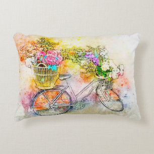 Coussins Décoratifs Vélo et fleurs