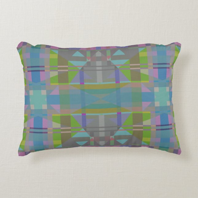 Coussins Décoratifs Vert bleu violet géométrique (Devant)