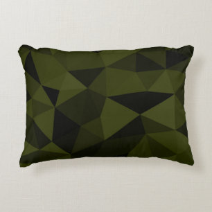 Coussins Décoratifs Vert foncé de l'armée noir motif de maille géométr