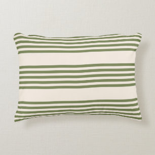 Coussins Décoratifs Vert olive et beige cinq rayures motif