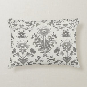 Coussins Décoratifs Victorien Damas Floral Blanc Vintage