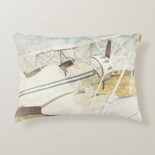 Coussins Décoratifs Vieil avion antique bleu poly