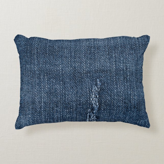 Coussins Décoratifs Vieux denim déchiré : texture de jeans. (Devant)