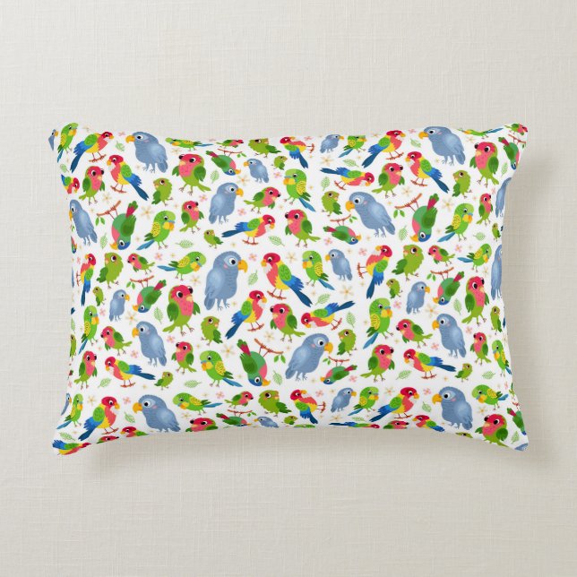 Coussins Décoratifs Vintage Birds Motif, Colorful parakeet motif (Devant)