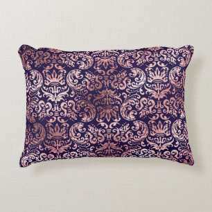 Coussins Décoratifs Vintage continu damas rose feuille d'or classique