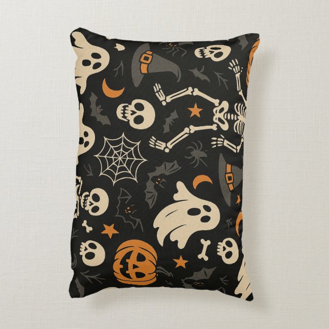 Coussins Décoratifs Vintage Halloween Pattern Ghosts Skulls Pumpkins (Dos(Vertical))