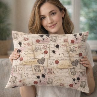 Coussins Décoratifs Vintage Romantic Love Letters & Wax Seals