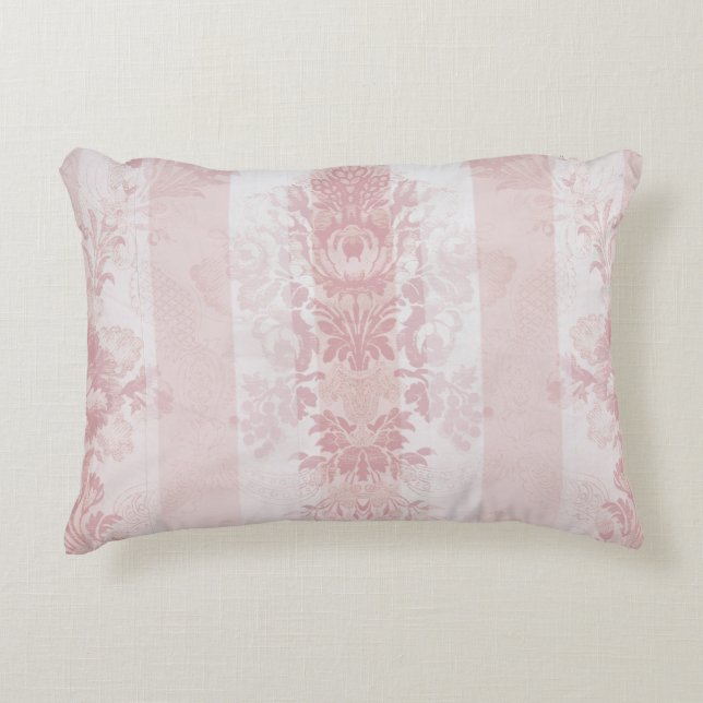 Coussins Décoratifs Vintage rouge et blanc Damas rayures sur satin (Devant)