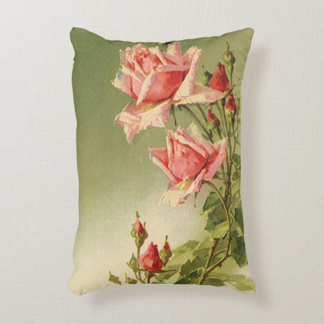 Coussins Décoratifs Vintage Valentine's Day Pink Victorian Garden Rose (Devant(Vertical))
