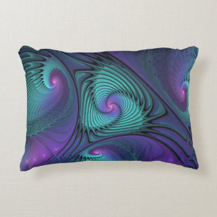 Coussins Décoratifs Violet rencontre Turquoise moderne art fractal abs