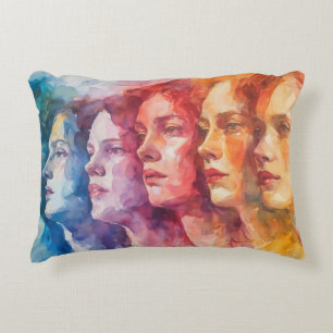 Coussins Décoratifs Visages des femmes - Peinture aquarelle