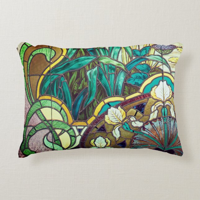 Coussins Décoratifs Vitrail Art nouveau floral (Devant)