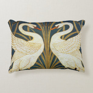 Coussins Décoratifs Walter Crane Vintage Cygne et Iris Art Nouveau