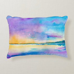 Coussins Décoratifs Watercolor minimalist abstract landscape: sea, sky