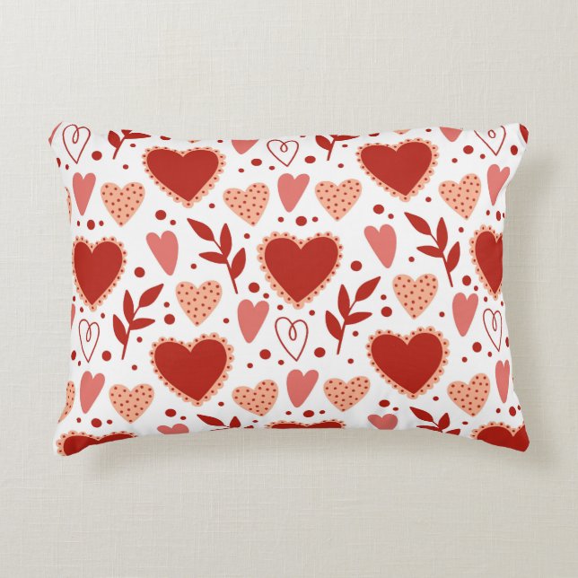 Coussins Décoratifs Whimsical Valentine Motif de coeur (Devant)