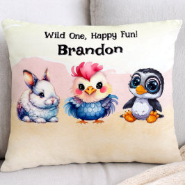 Coussins Décoratifs Wild One Happy Fun Woodland Animaux Aquarelle