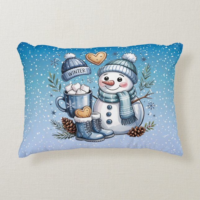 Coussins Décoratifs Winter Cozy Snowman (Devant)
